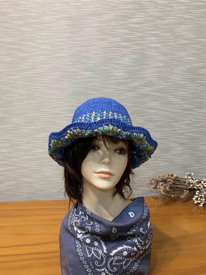 Summer bucket hat. Zhangqing/orange, green, yellow/sun hat/straw hat - หมวก - กระดาษ 