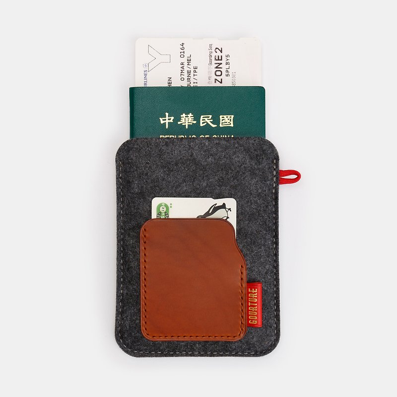 GOURTURE - Traveling abroad passport holder/passport cover double layer [amber Brown] - Passport Holders & Cases - Genuine Leather Brown