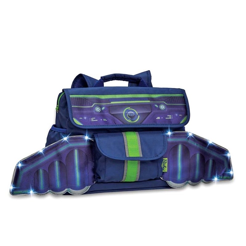 Bixbee "Space Racer" Kids Backpack w/ LED's - Navy Blue - อื่นๆ - เส้นใยสังเคราะห์ สีน้ำเงิน