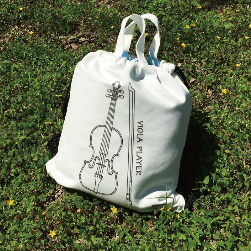 WD Musical Instrument Cotton Backpack-Viola Spot + Pre-Order - Drawstring Bags - Cotton & Hemp White