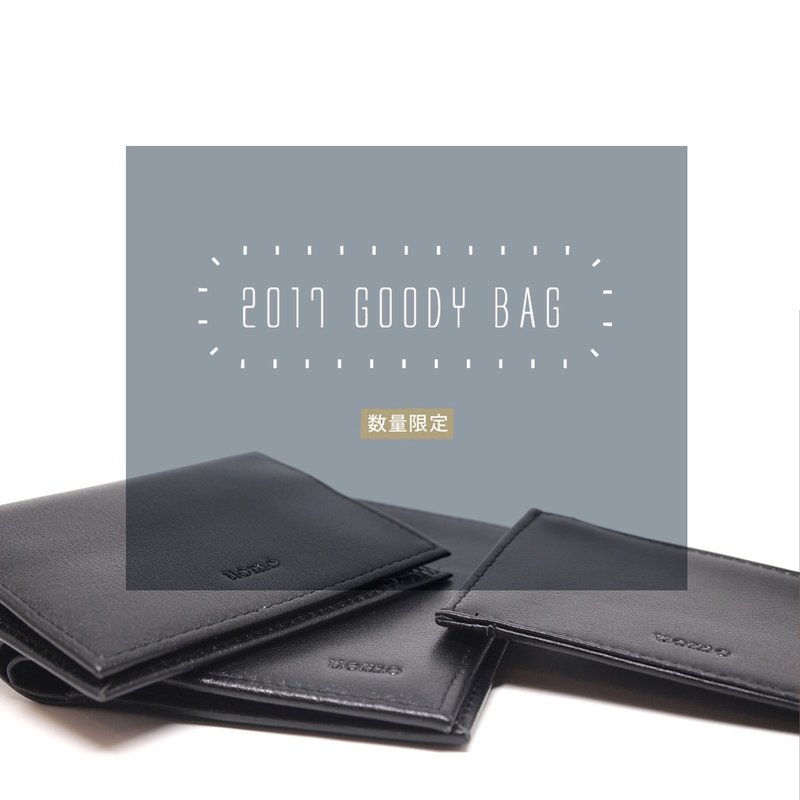 Goody bag-thin combination wallet - กระเป๋าสตางค์ - หนังแท้ สีดำ