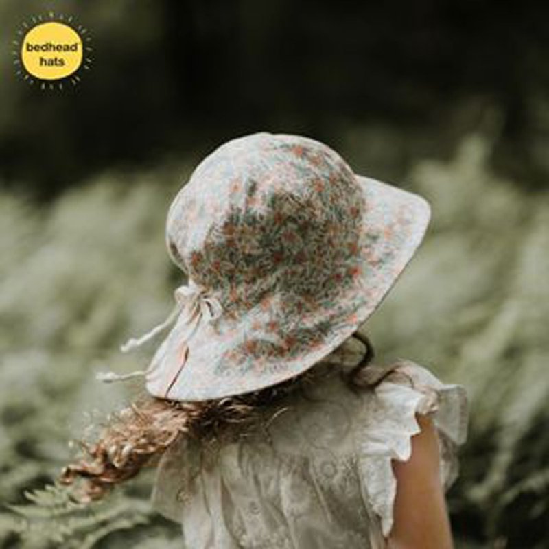 Bedhead linen dome fisherman hat UPF50+ sun protection hat - Mia double-sided wearing children's hat - หมวกเด็ก - ผ้าฝ้าย/ผ้าลินิน 