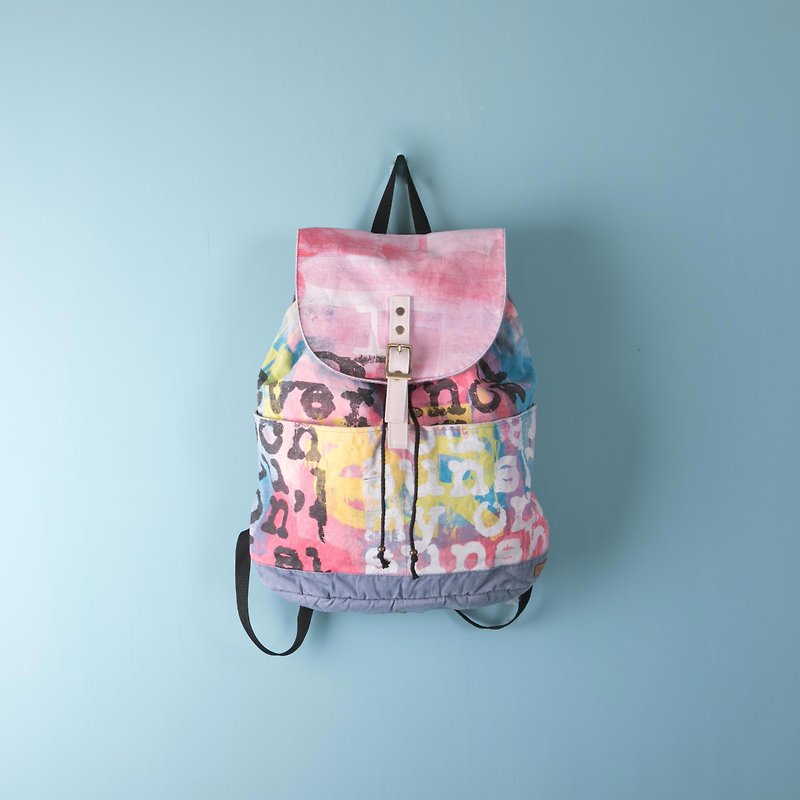 Rope backpack letters - Backpacks - Cotton & Hemp Pink