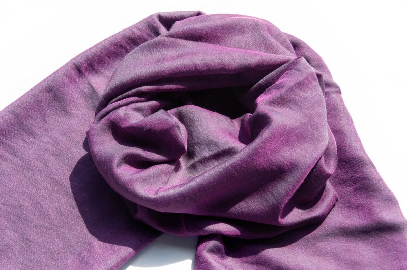 喀什米爾Cashmere 編織羊絨圍巾 羊毛真絲披巾 戒指絨披肩-雙色 - 圍巾/披肩 - 羊毛 紫色