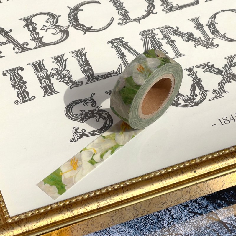 Lily garden Washi masking tape (minher studio) flower cute vintage - 紙膠帶/和紙/PET - 紙 綠色