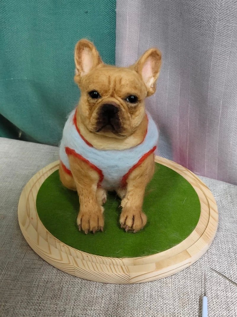 客制化逼真犬 羊毛氈 法式鬥牛犬  寵物 娃娃 定制  狗狗猫咪   1 - 貓/狗玩具 - 羊毛 多色