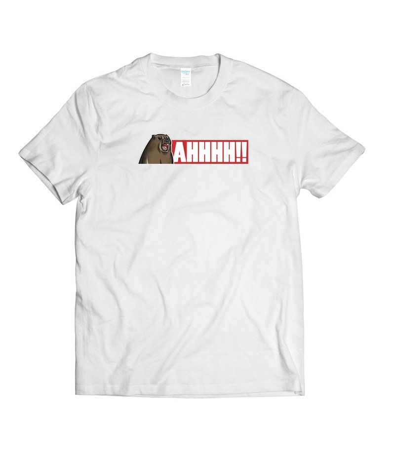 迷因-尖叫土撥鼠半身-T-shirt 白/黑/灰/藏青 - 男 T 恤 - 棉．麻 多色