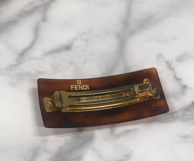フェンディ バレッタ FFロゴ べっこう ヴィンテージ 髪留め ブラウン