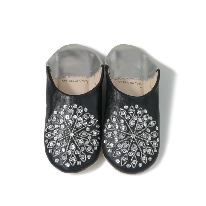 soft gray & silver / moroccan Leather babouche Slippers / High quality odourless - Indoor Slippers - Genuine Leather Black