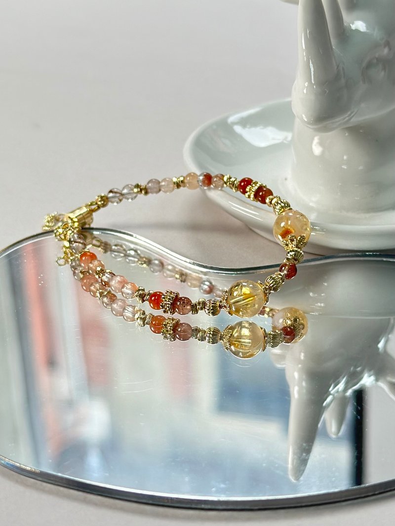 Jin - milk cover citrine color hair crystal natural crystal bracelet / good luck and wealth. - Bracelets - Crystal Yellow