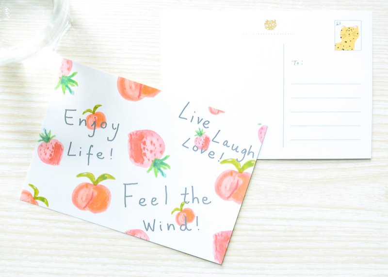 Garden Collection-Peach Strawberry postcard / buy 3 get 1 - Cards & Postcards - Paper Red