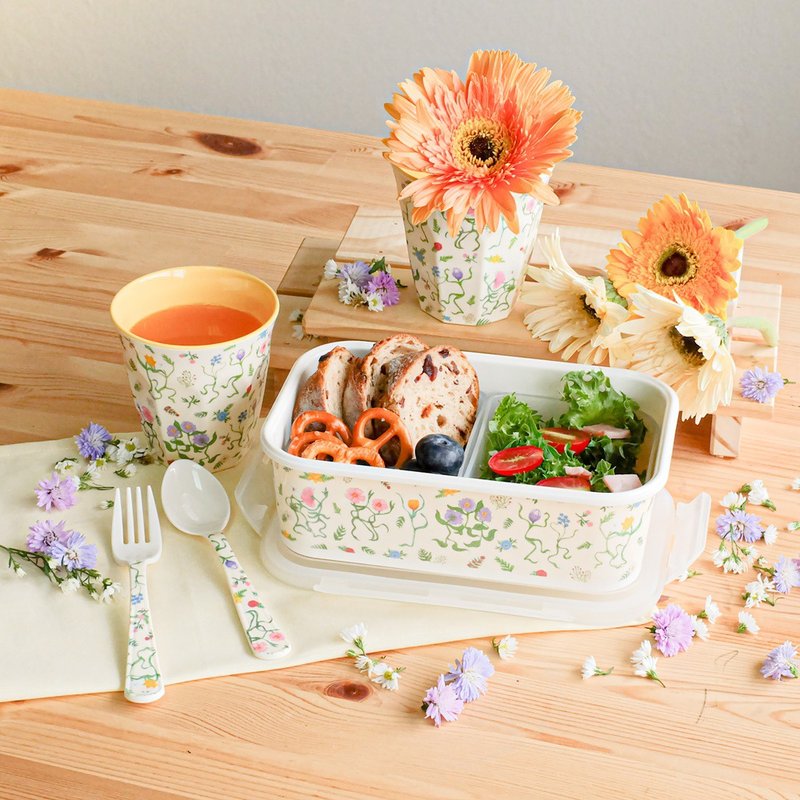 The Potters Home SQUARE LUNCH BOX 7.75" (Spoon&Fork) BLOSSOM - 便當盒/食物袋 - 其他材質 黃色