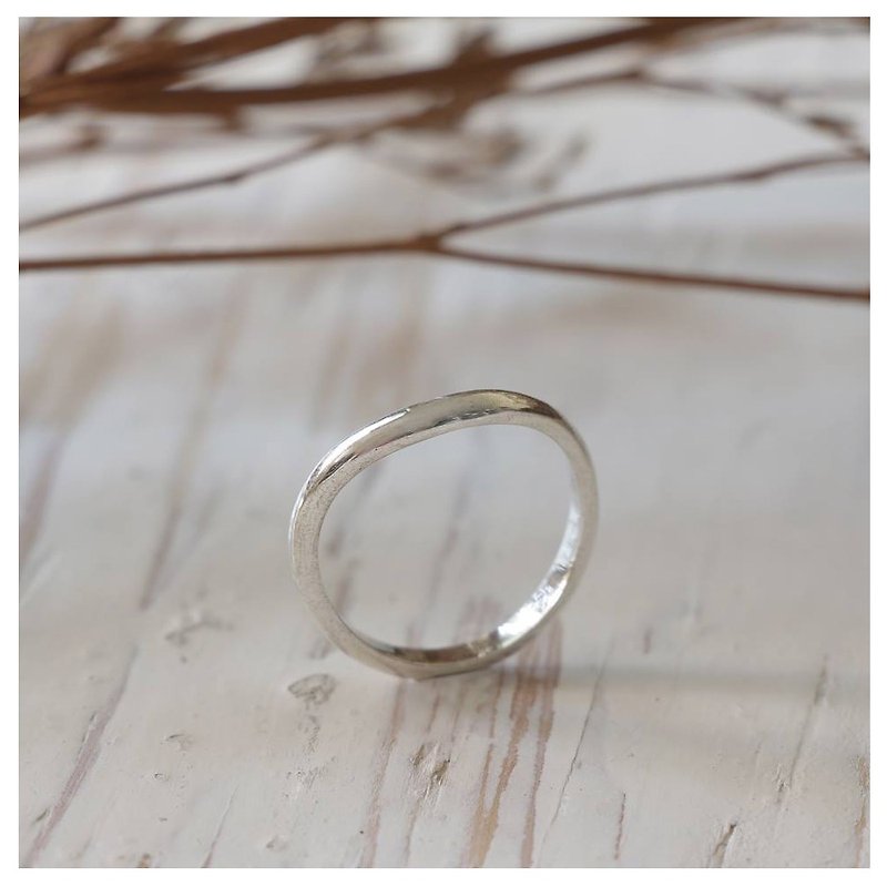 แหวน เกลี้ยง ทำด้วยมือ มินิมอล เงินแท้ ผู้หญิง น่ารัก เรขาคณิต - แหวนทั่วไป - โลหะ สีเงิน