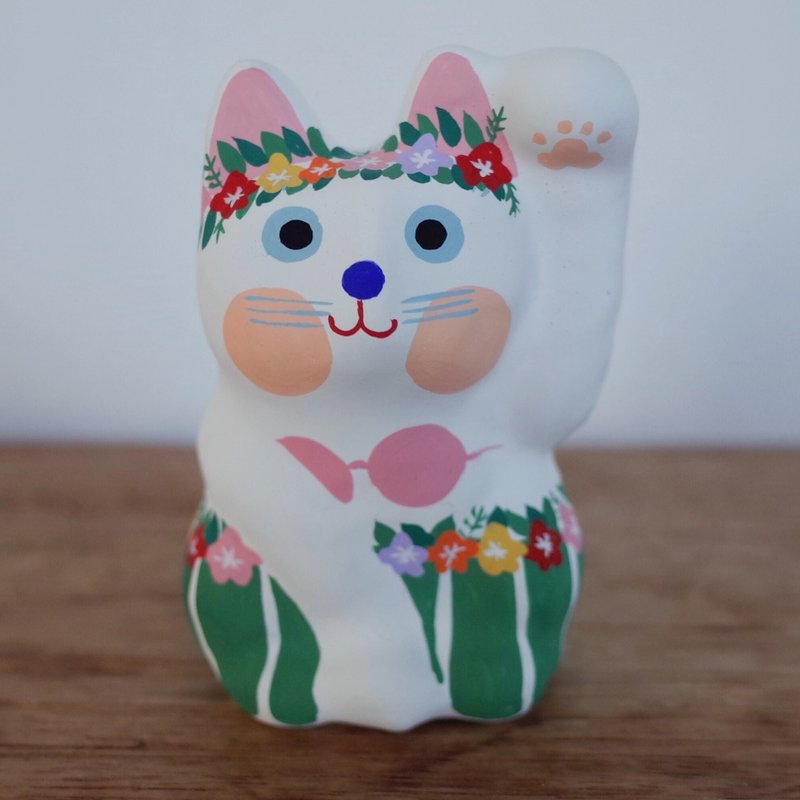 Lucky Cat Hula Girl Left hand beckoning - ตุ๊กตา - กระดาษ 