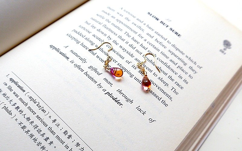 SL282 Light you up four-color dyed glazed earrings (wear/clip) - ต่างหู - โลหะ 