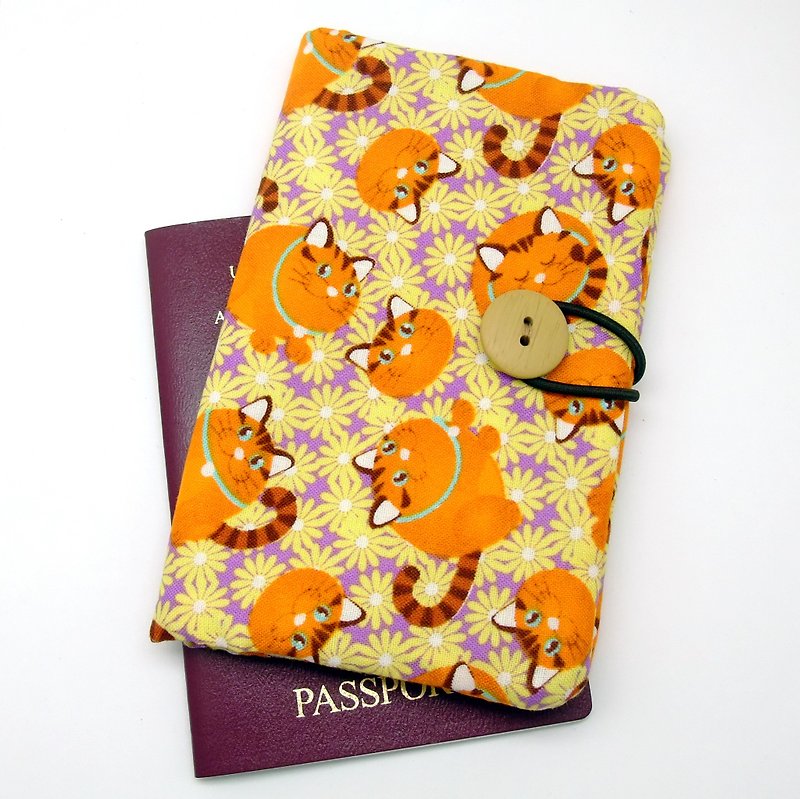 パスポートクロスカバー、保護カバー、パスポートホルダー（PC-12） - パスポートケース - コットン・麻 オレンジ