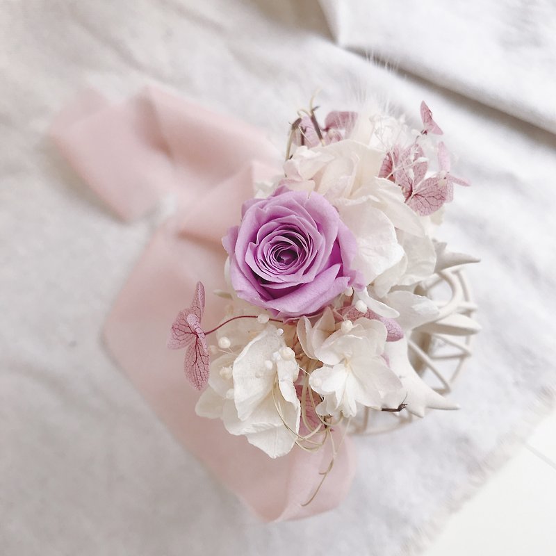 韓式花藝永生玫瑰伴娘手腕花/顏色客製 - 乾花/永生花 - 植物．花 多色