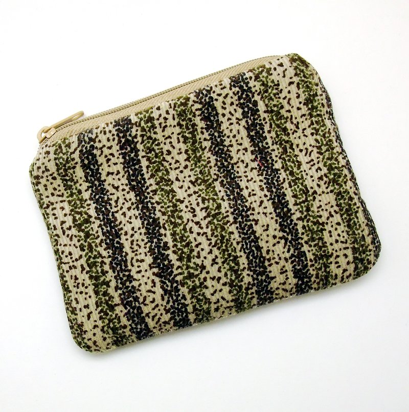 Zipper pouch / coin purse (padded) (ZS-255) - กระเป๋าใส่เหรียญ - ผ้าฝ้าย/ผ้าลินิน สีกากี