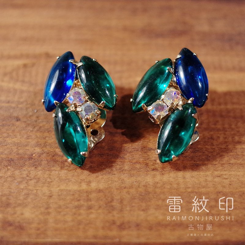 Juliana D&E 美國 鑲嵌 高品質萊茵石 夾式耳環 復古 飾品 70年代 - 耳環/耳夾/耳骨夾 - 寶石 多色
