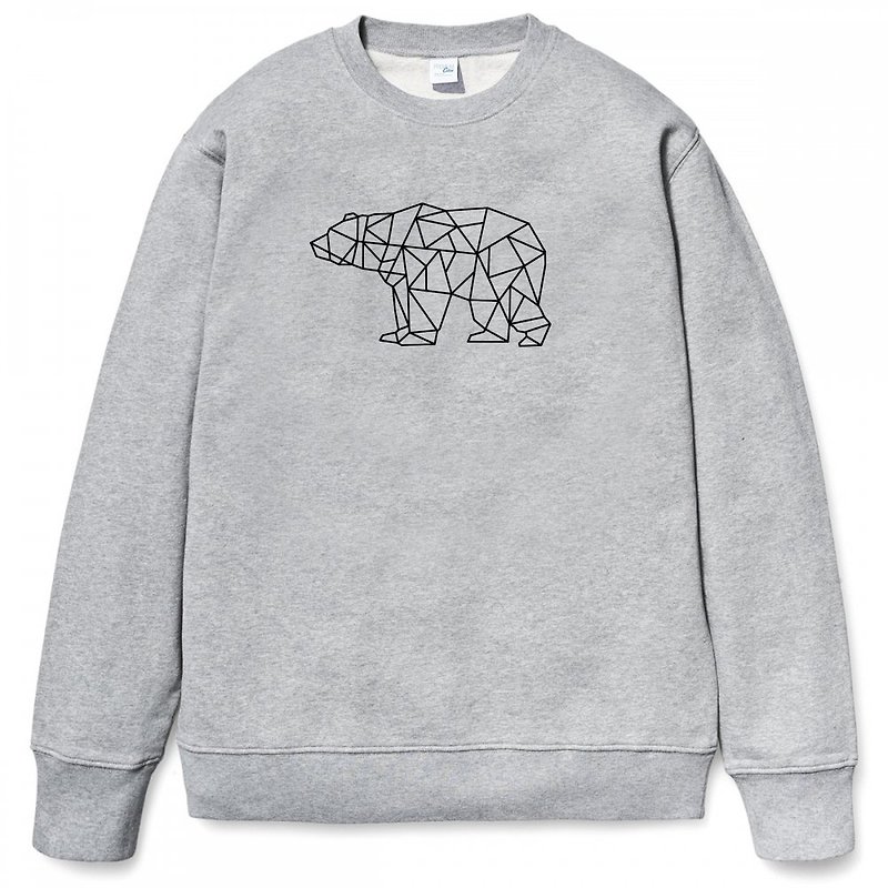 Bear Geometric 大學T 刷毛 中性版 灰色 幾何 熊 秋冬 禮物 - T 恤 - 棉．麻 灰色