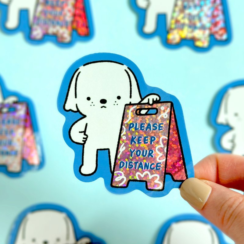 Glitter Sticker - Please Keep Your Distance - Stickers - Waterproof Material 