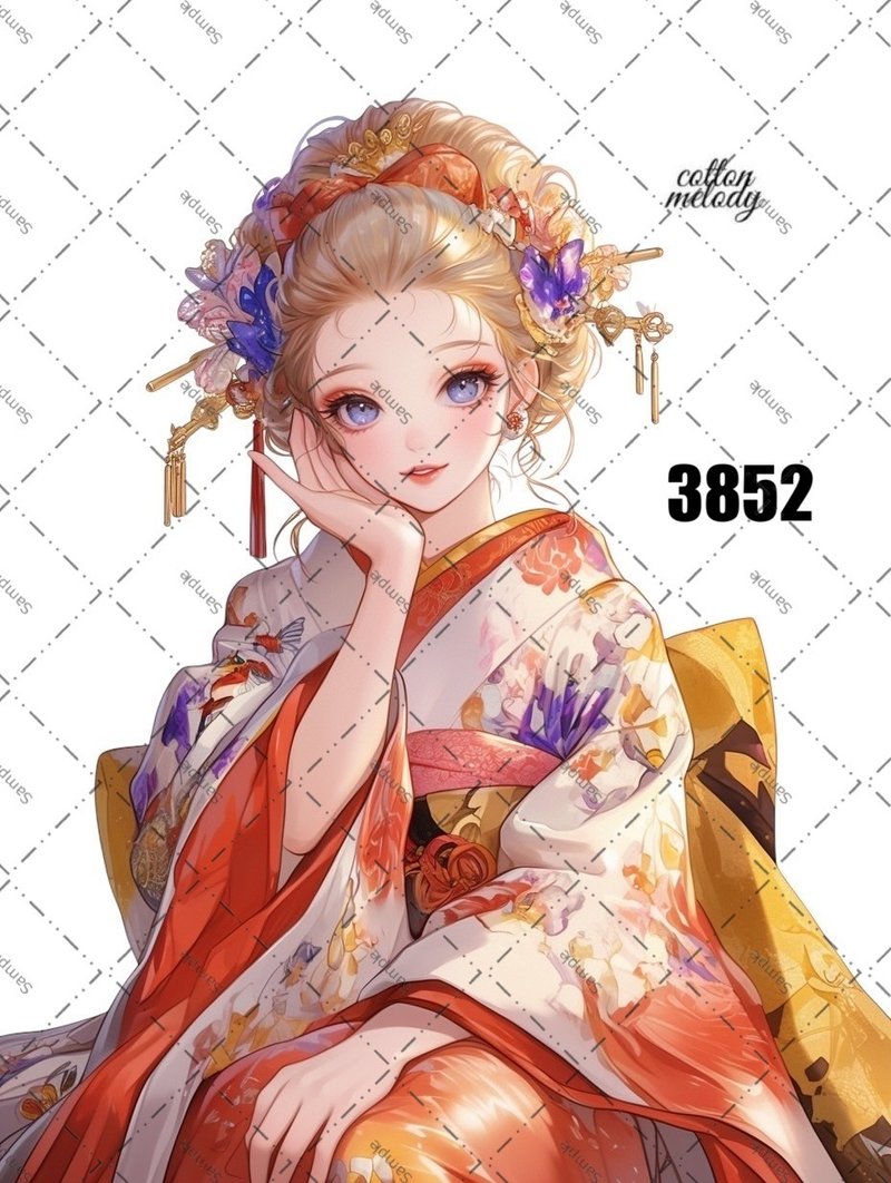 original sticker no.3852 人物ステッカー オリジナルステッカー オリジナル人物ステッカー 装飾ステッカー cotton melody - 貼紙 - 紙 