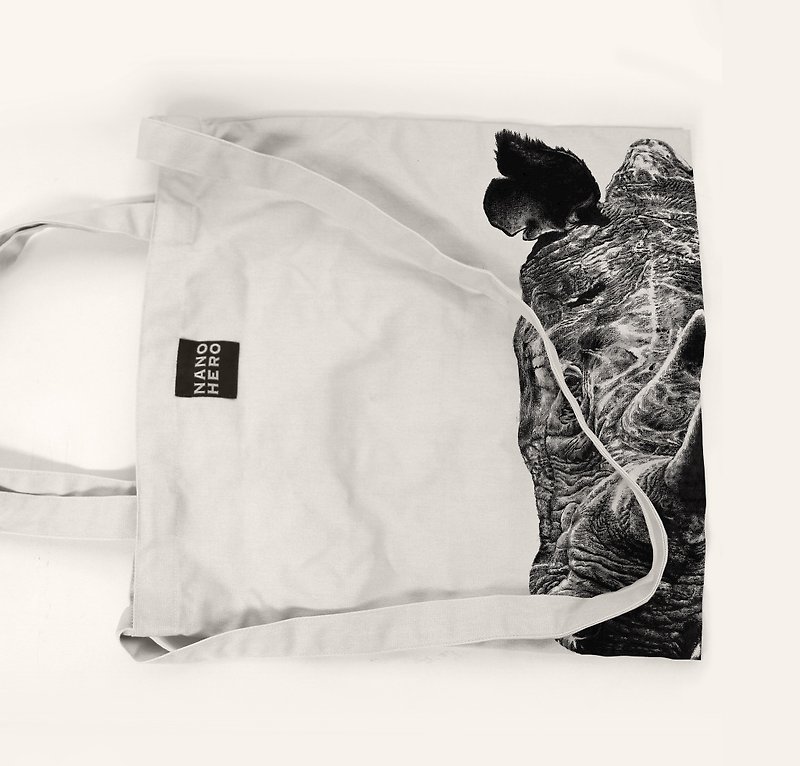 [hero-bag] rhinoceros - กระเป๋าแมสเซนเจอร์ - ผ้าฝ้าย/ผ้าลินิน ขาว