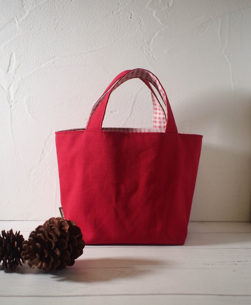 Family wine series lunch bags / handbags / limited manual bag / cranberry / stock supply - Handbags & Totes - Cotton & Hemp Red