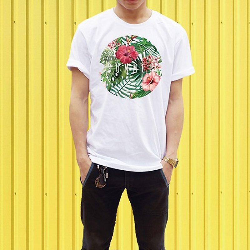 Summer Hibiscus Hawaiian / AC4-01-SMFV2 - Men's T-Shirts & Tops - Other Materials White