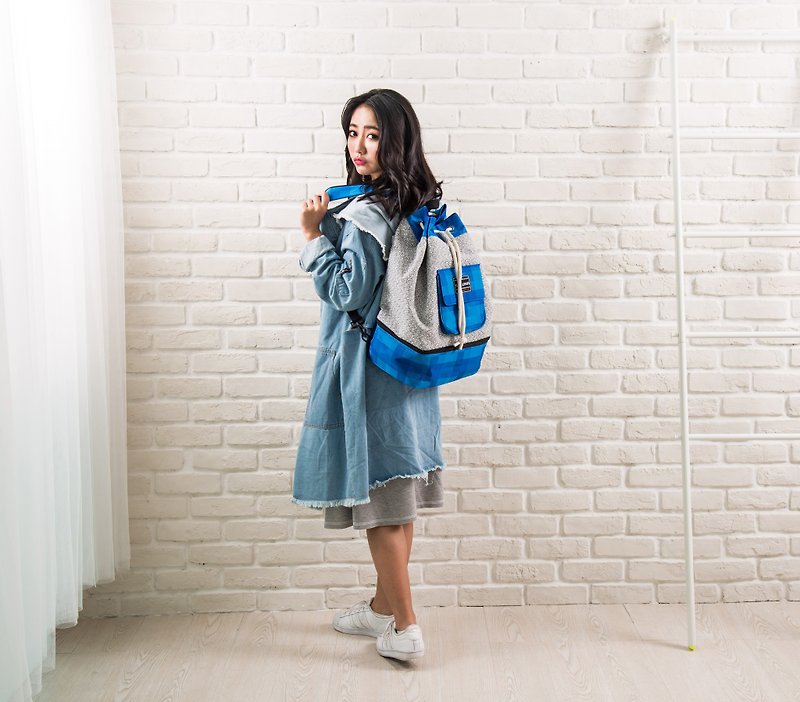 SOLUNA Summer Whisper Series│Drawstring Backpack│Blue - Drawstring Bags - Polyester Multicolor