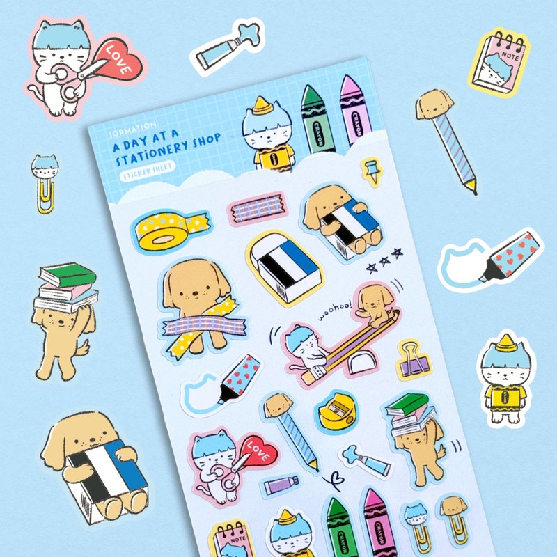 A Day At A Stationery Shop Sticker Sheet - 貼紙 - 防水材質 