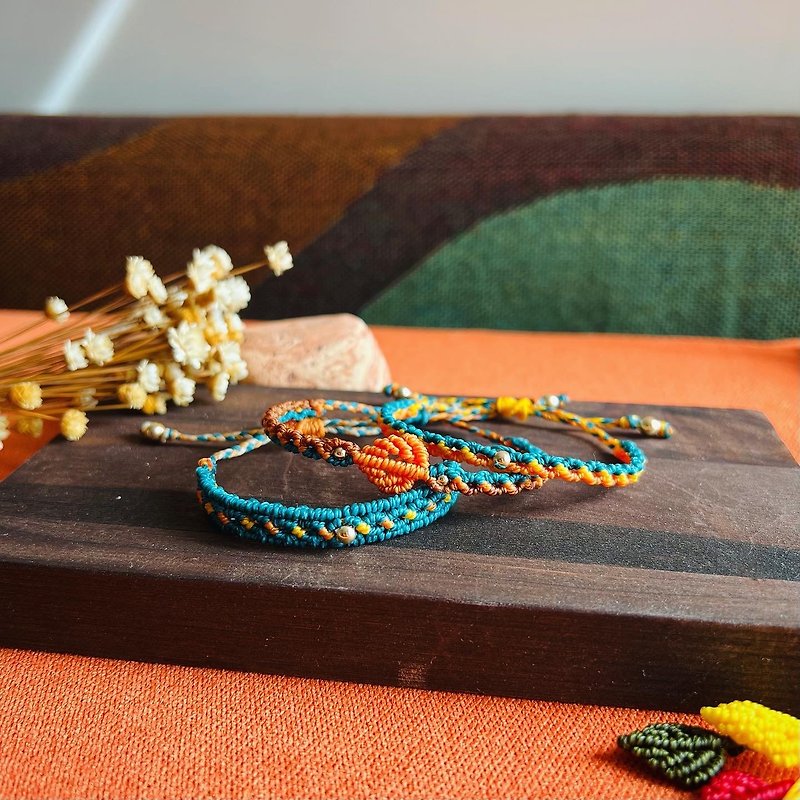 Autumn Collection - Braided Bracelet - Ethnic Style | Autumn-bracelet - สร้อยข้อมือ - ผ้าไหม สีส้ม