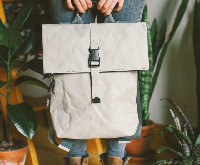 Folded Top Backpack, Gray Rucksack Backpack, Eco Friendly Backpack, Rolltop Grey Backpack, Backpack, Unisex Backpack, Eco Friendly 2024