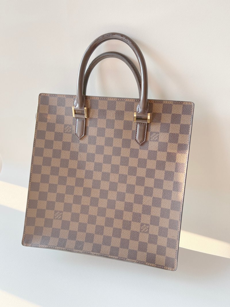 LOUIS VUITTON LV Sac Plat tote bag 手提包 日本中古vintage - 手提包/手提袋 - 真皮 咖啡色