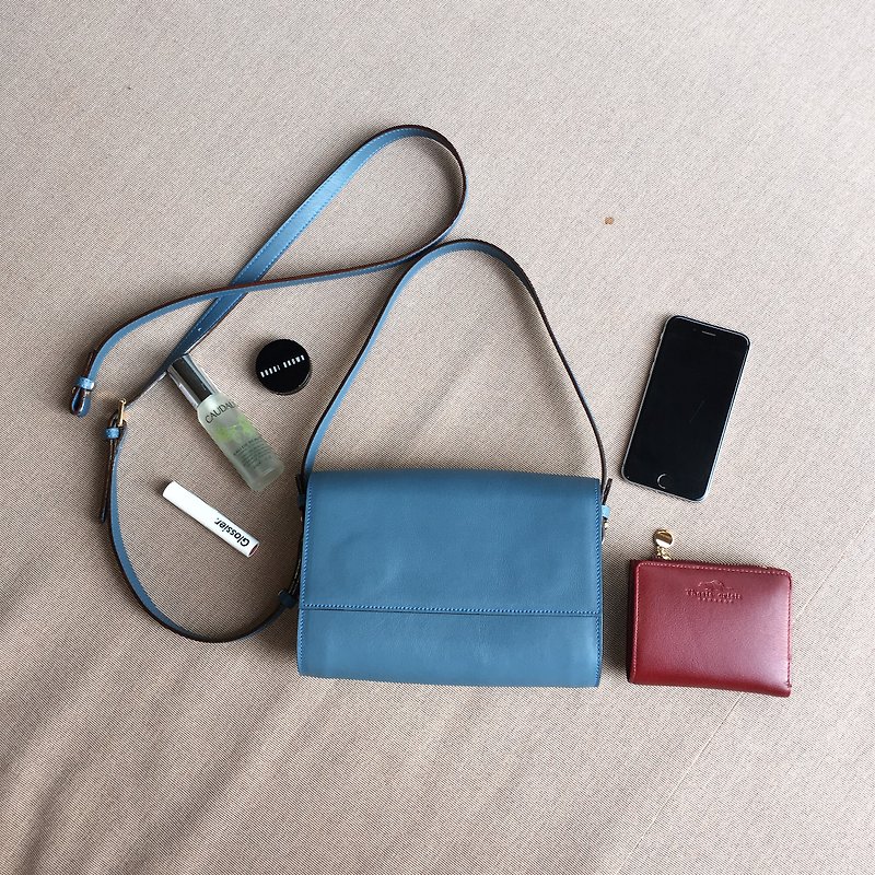 SUBMARINE V.2 - MINIMAL LEATHER SHOULDER BAG/CLUTCH/HANDBAG - TEAL (BLUE GREY) - Messenger Bags & Sling Bags - Genuine Leather Blue