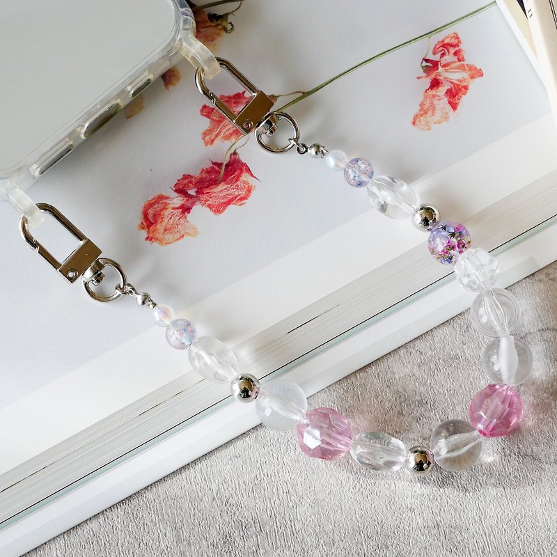 Dried flower beads/Smartphone strap/iPhone case and bead strap/Compatible with all models - Phone Accessories - Plastic Transparent