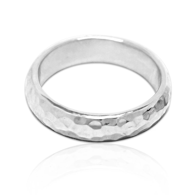 Simple and elegant branding hand-beating sterling silver ring (4/6/8mm) 925 silver jewelry (single price) - General Rings - Sterling Silver Silver