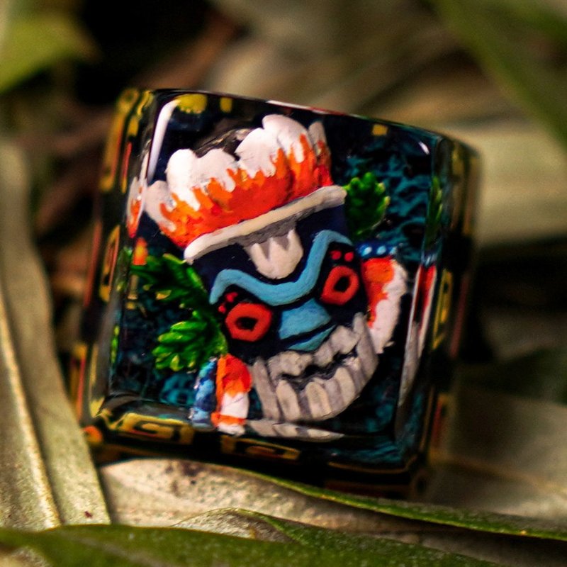 Elder Shaman Mask, Custom keycap,  custom mechanical keyboard build, OEM keycap - 電腦配件 - 樹脂 藍色