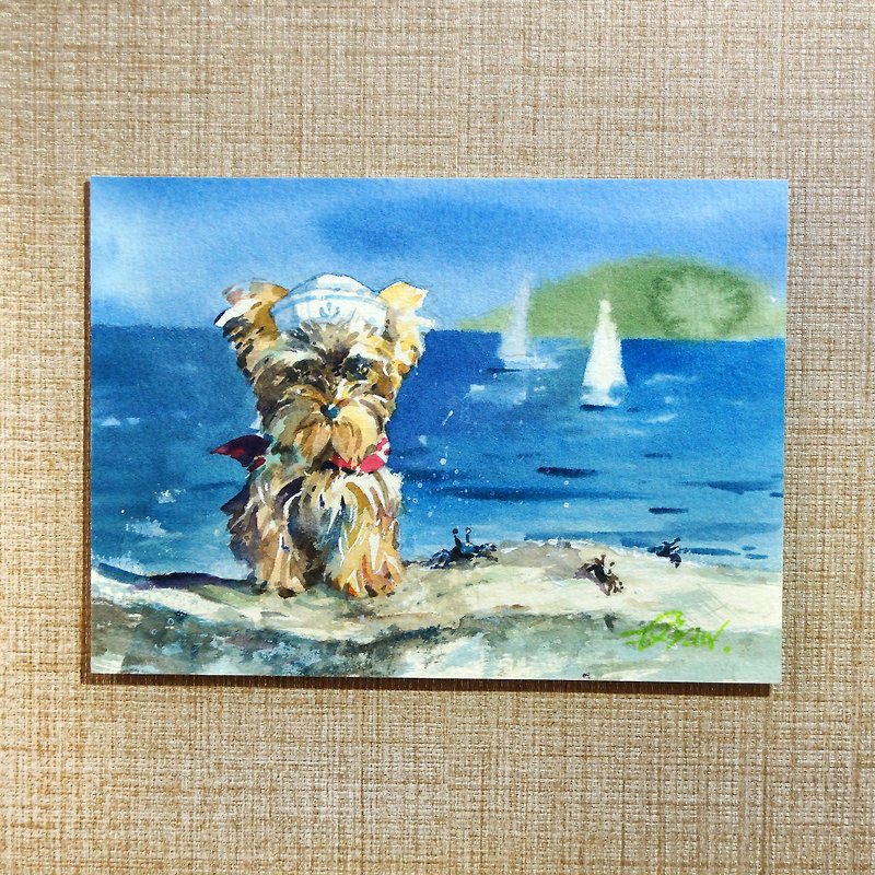 Watercolor painting [dog's sailor] - โปสเตอร์ - กระดาษ สีน้ำเงิน