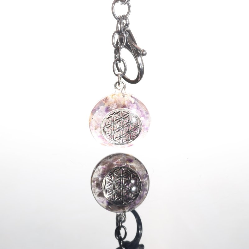 【聖誕飾品】生命之花粉晶紫水晶鑰匙圈吊飾-提升愛情運勢、奧 - 項鍊 - 半寶石 粉紅色