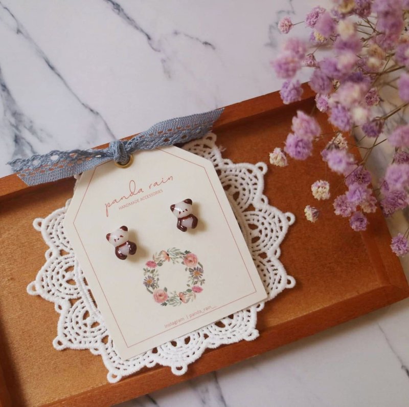 Hand-painted 3D Baby Panda Earrings - Two Size Options - Earrings & Clip-ons - Resin White