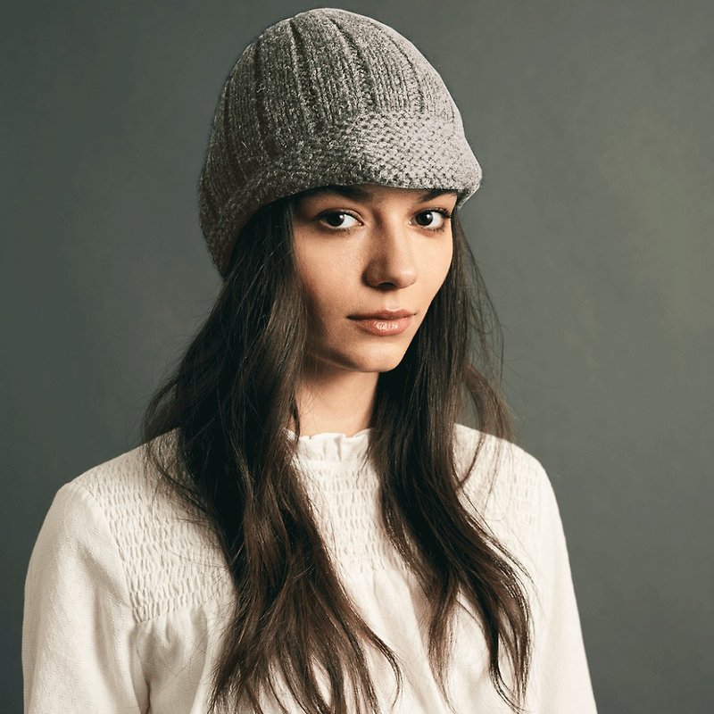 British Lowie2019 Winter New / Handmade Wool Knitted Cycling Hat / Classic Grey - Hats & Caps - Wool Gray