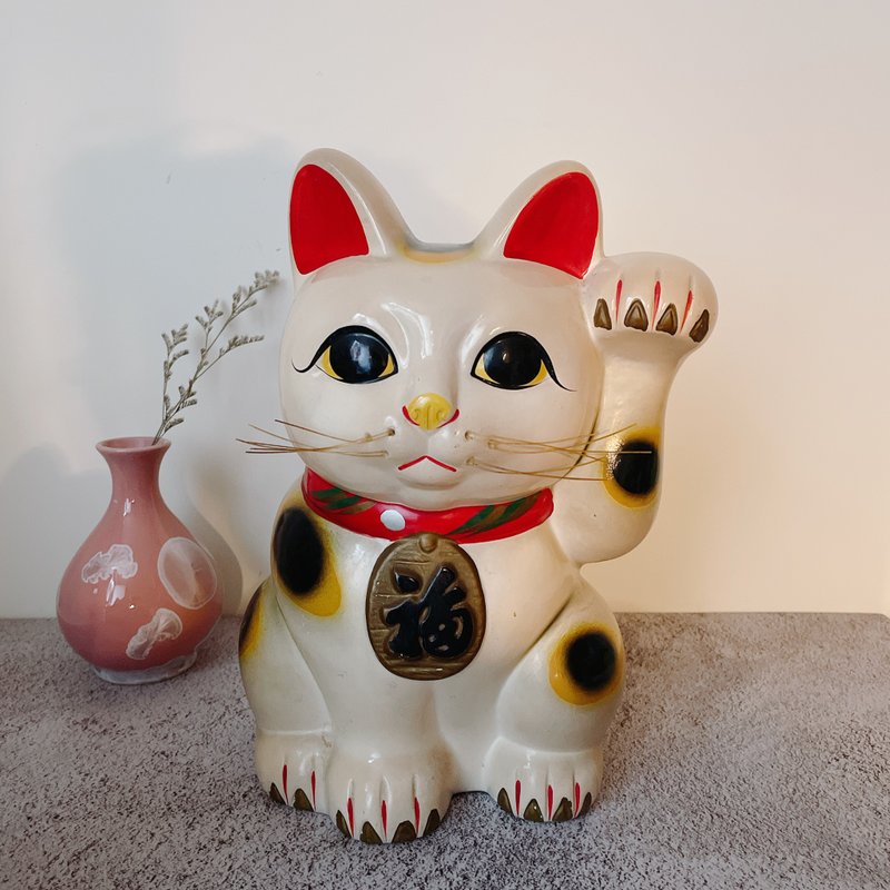 日本早期陶製招財貓 - 擺飾/家飾品 - 陶 