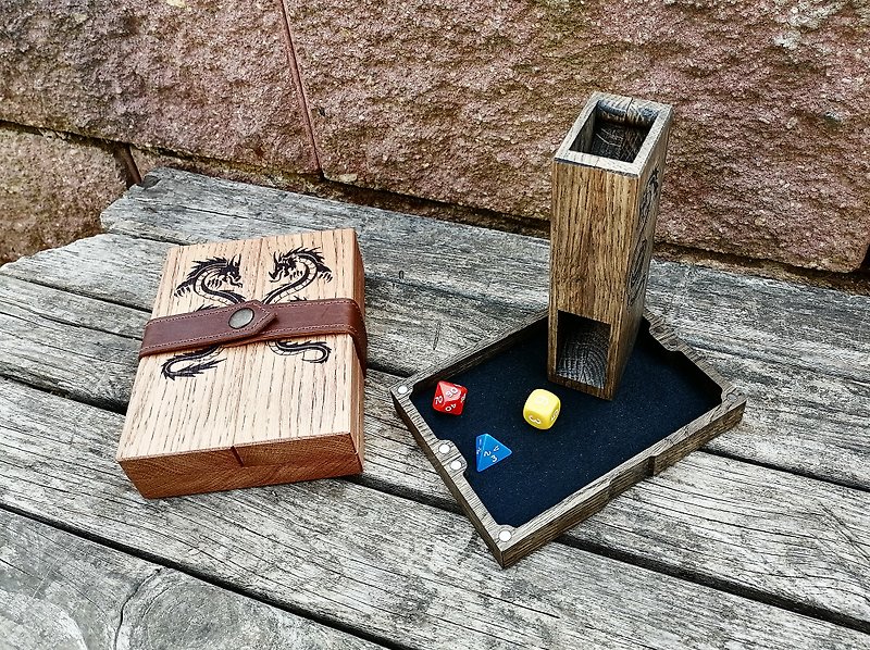 Custom Dice Tower, Wooden Dice Tower, Dice tray, Dice Box, DnD Dice Box - Board Games & Toys - Wood Brown