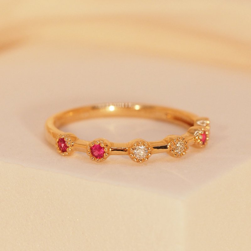 18K金紅寶石和鑽石小米戒指 18K Gold Ruby and Diamond Millet R - 戒指 - 貴金屬 