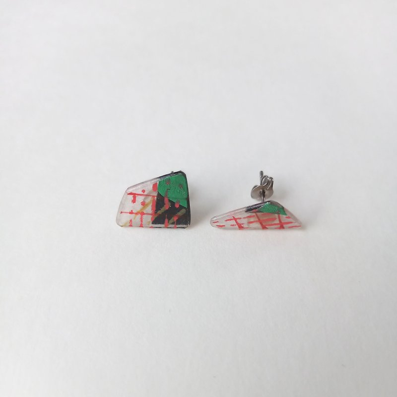 Stud earrings colorful with one catch - Earrings & Clip-ons - Plastic Green
