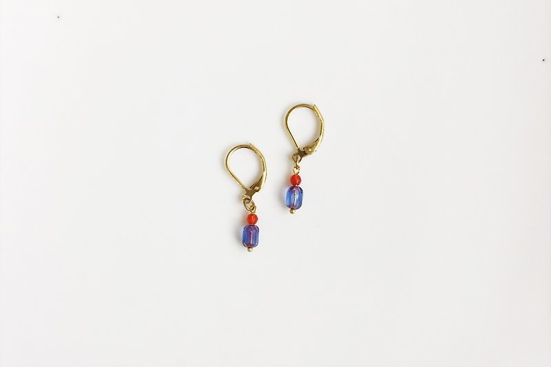 小羅蘭 黃銅玻璃珠造型耳環 - 耳環/耳夾 - 其他金屬 紫色