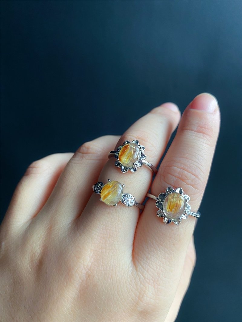 [Sold] Summer titanium crystal ring attracts wealth and brings wealth, S925 Silver platform, adjustable ring circumference - แหวนทั่วไป - คริสตัล สีเหลือง