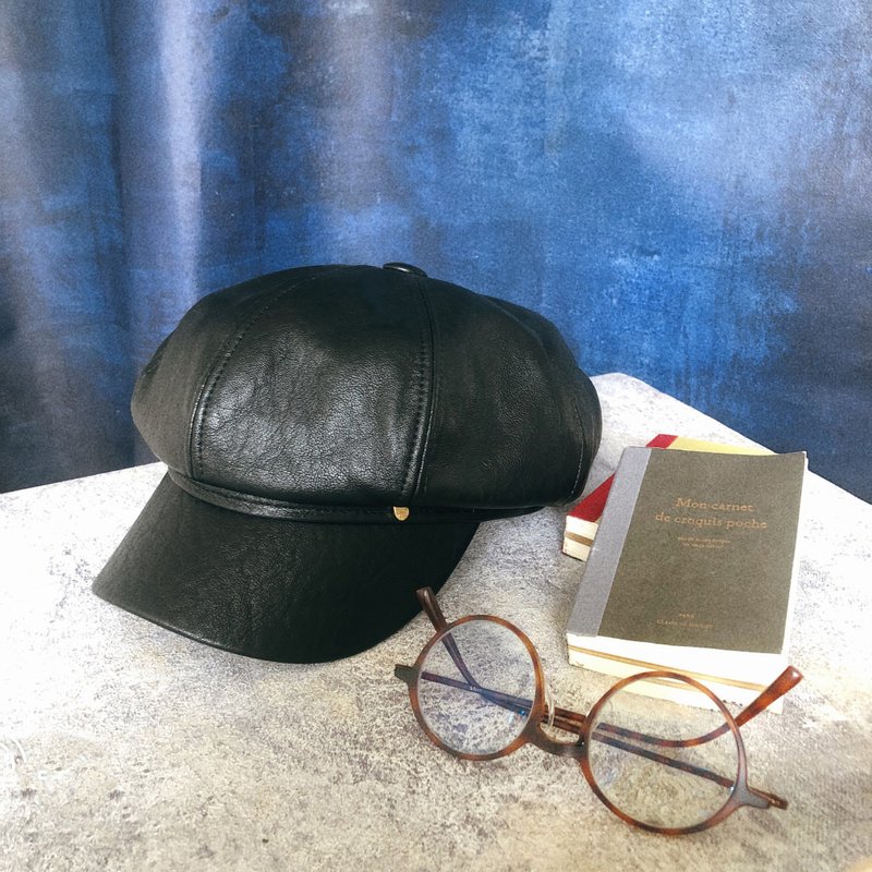 Leather Newsboy Cap Three-dimensional Hat Shape Adjustable New Product Exposure - Hats & Caps - Faux Leather 