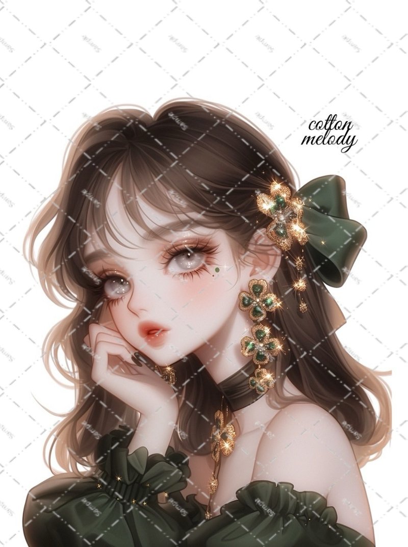 original sticker no.2355 人物ステッカー オリジナルステッカー オリジナル人物ステッカー 装飾ステッカー cotton melody - 貼紙 - 紙 